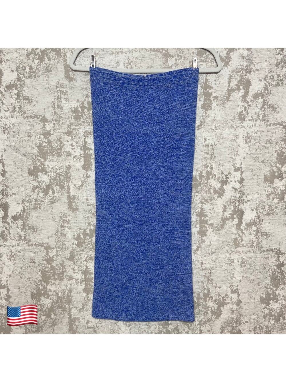 Alice + Olivia 100% Merino Wool Solange Knit Pencil Midi Skirt in Blue Marl